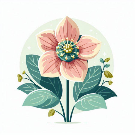 Floral card with flowers and leaves. Hand drawn vector illustration.のイラスト素材