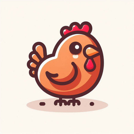 Illustration of a cute cartoon chicken isolated on a white background.のイラスト素材