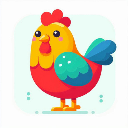 Cute rooster. Colorful vector illustration in cartoon style.のイラスト素材
