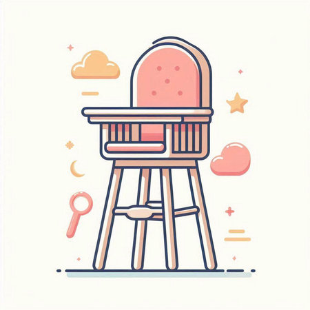 Vector illustration of chair icon in flat line style. Isolated object on white background.のイラスト素材