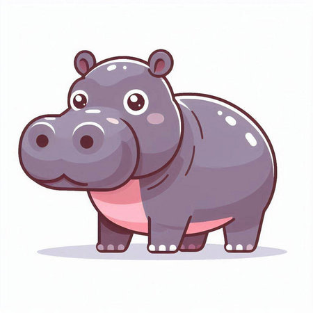 Hippopotamus. Cute cartoon animal. Vector illustration.のイラスト素材