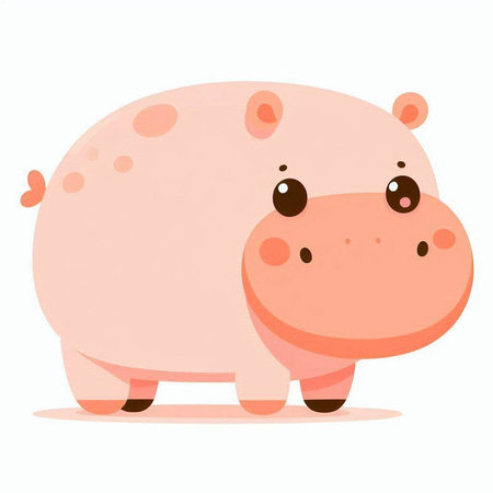 Cute hippo isolated on a white background. Vector illustration.のイラスト素材