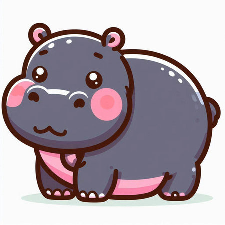 Cute hippopotamus cartoon on white background. Vector illustration.のイラスト素材