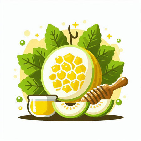 Passion fruit and honey on a white background. Vector illustration.のイラスト素材