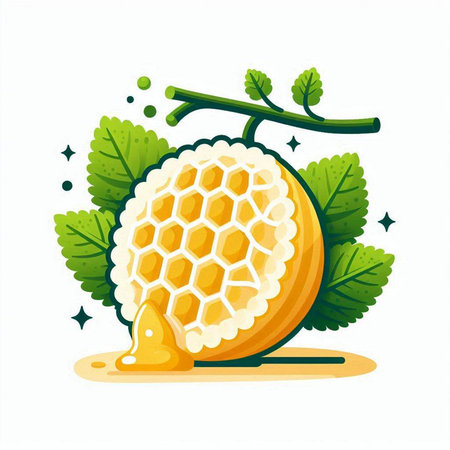 Honeycombs with honey on white background. Vector illustration.のイラスト素材