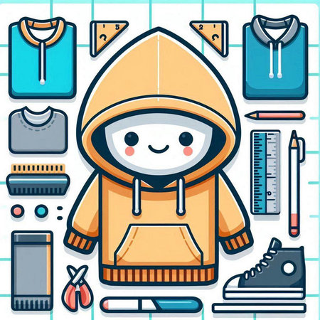 Vector illustration of a cute cartoon boy in a hooded sweatshirtのイラスト素材