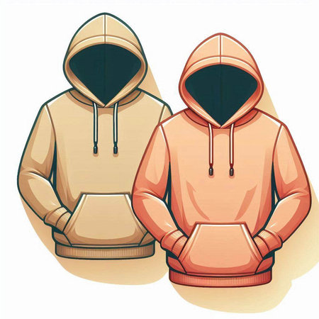 Vector illustration of a pair of hoodies on a white background.のイラスト素材