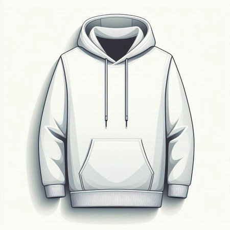 Vector illustration of a white hoodie with a hood on a light backgroundのイラスト素材
