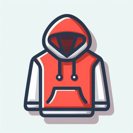 Red hoodie icon. Vector illustration in trendy flat style isolated on grey background.のイラスト素材