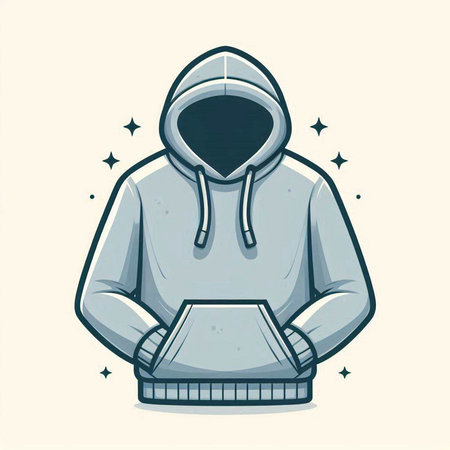 Illustration of a hoodie with a hood on a light backgroundのイラスト素材