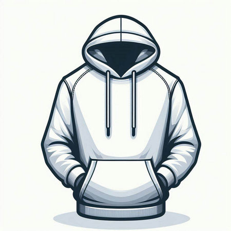 Illustration of a white hooded sweatshirt on a white backgroundのイラスト素材