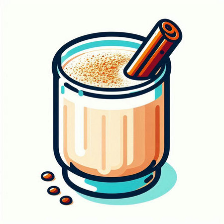 Coffee drink with cinnamon stick and coffee beans, vector illustrationのイラスト素材