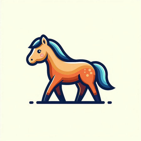 Vector illustration of a cute horse isolated on a white background. Flat style.のイラスト素材