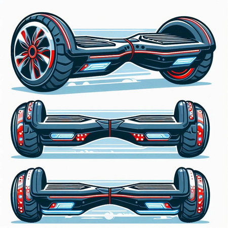 Skateboard, self-balancing electric scooter, vector illustrationのイラスト素材