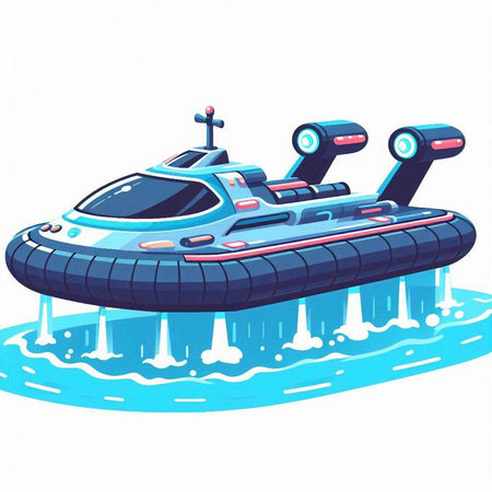 Cartoon submarine on the water. Vector illustration isolated on white background.のイラスト素材