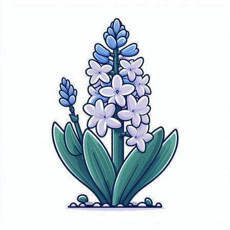 Blue hyacinth flowers isolated on white background. Vector illustration.のイラスト素材
