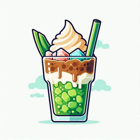 Milkshake with ice cream and whipped cream. Vector illustration.のイラスト素材