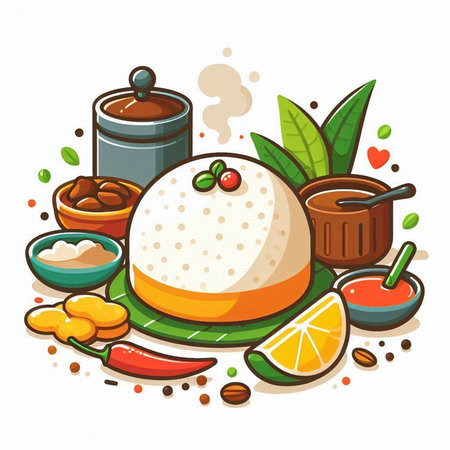 Vector illustration of Chinese food on a white background. Cartoon style.のイラスト素材