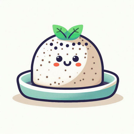 Cute panna cotta dessert kawaii vector illustration.のイラスト素材