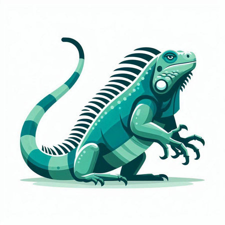 Green iguana isolated on a white background. Vector illustration of a lizard.のイラスト素材