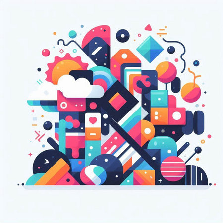 Colorful abstract geometric composition. Vector illustration for your graphic design.のイラスト素材