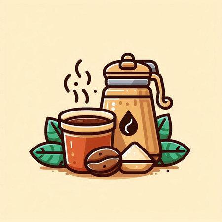 Coffee set. Hand drawn vector illustration in doodle style.のイラスト素材