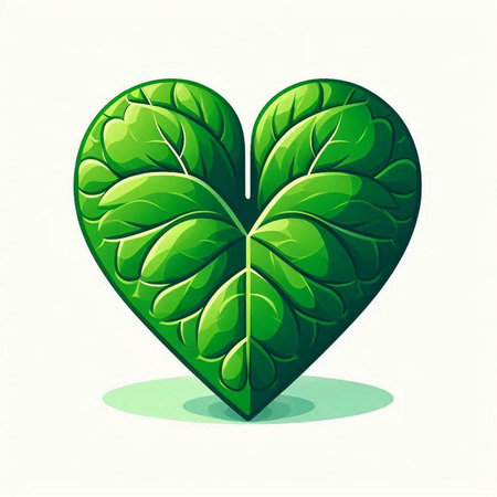 Heart made of green leaves on a white background. Vector illustration.のイラスト素材