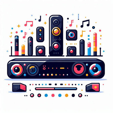 Audio recording equipment. Vector illustration in flat design style. Sound recording equipment.のイラスト素材