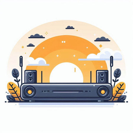 Audio system in flat style. Vector illustration for web design or print.のイラスト素材