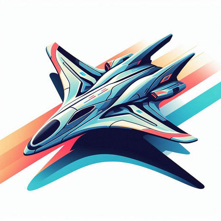 Futuristic spaceship vector illustration. Futuristic spaceship in space.のイラスト素材