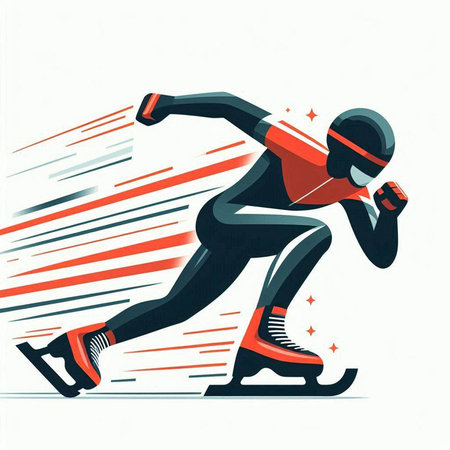 Speed skater. Vector illustration of a man skating in motion.のイラスト素材
