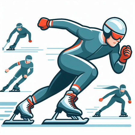 Speed skating sport set. Vector illustration in cartoon style isolated on white backgroundのイラスト素材