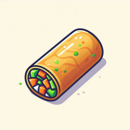 Illustration of japanese sushi roll in cartoon style on a white backgroundのイラスト素材