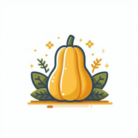 Pumpkin icon on white background. Vector illustration in flat style.のイラスト素材