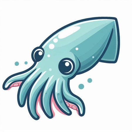 Illustration of a cute cartoon octopus isolated on a white backgroundのイラスト素材