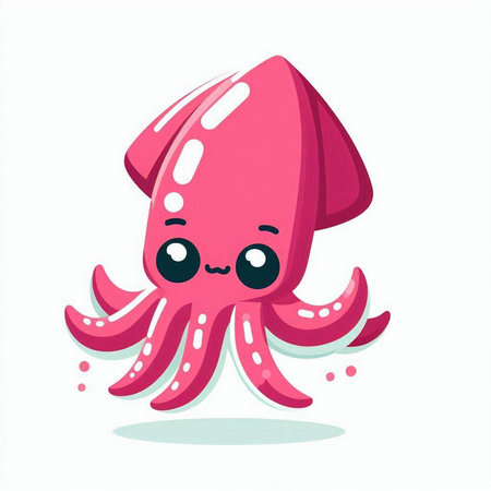 Cute cartoon octopus isolated on white background. Vector illustration.のイラスト素材