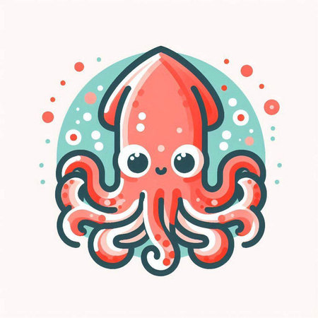 Cute cartoon octopus. Hand drawn vector illustration isolated on white background.のイラスト素材