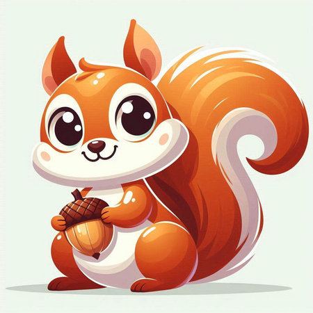 Cute cartoon squirrel with acorn. Vector illustration for your designのイラスト素材
