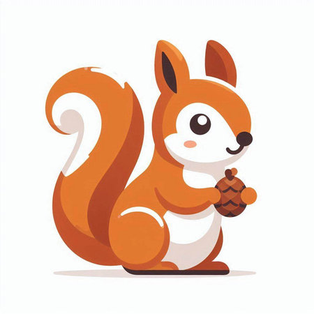 Cute squirrel with acorn. Vector illustration in cartoon style.のイラスト素材