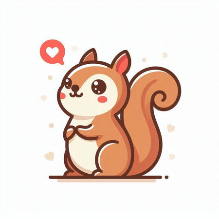 Cute squirrel in love. Vector illustration of a cute squirrel.のイラスト素材