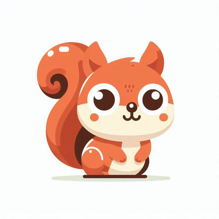 Cute cartoon squirrel. Vector illustration isolated on a white background.のイラスト素材