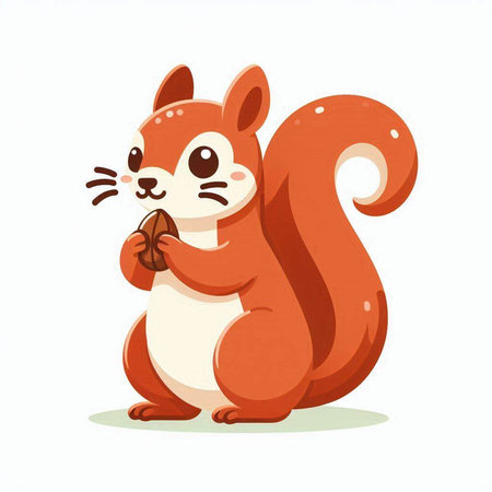 Cute cartoon squirrel. Vector illustration isolated on a white background.のイラスト素材