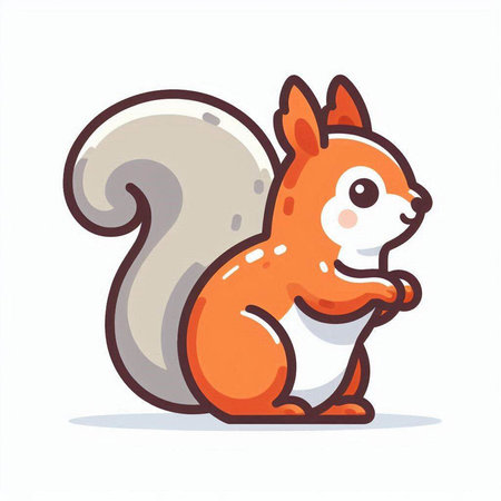 Cute squirrel with question mark on white background. Vector illustration.のイラスト素材