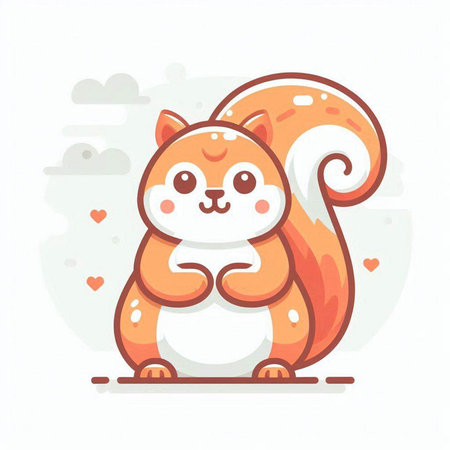 Cute squirrel in flat style. Vector illustration. Isolated on white background.のイラスト素材