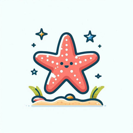 Starfish icon in flat style. Vector illustration on white background.のイラスト素材