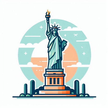 Statue of Liberty, New York City, USA. Vector illustrationのイラスト素材