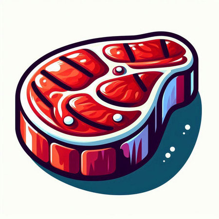 Steak. Vector illustration of a piece of meat on a white background.のイラスト素材