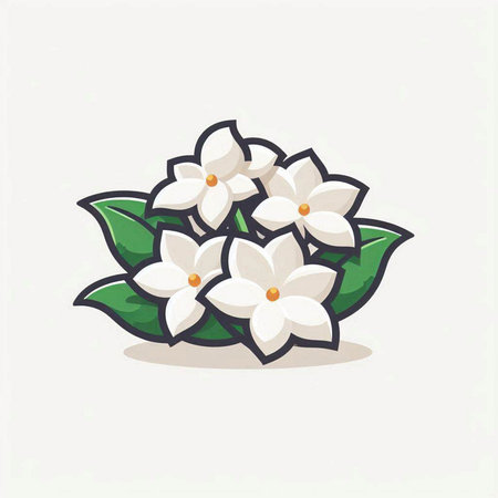 Illustration of white jasmine flower on white background - vectorのイラスト素材