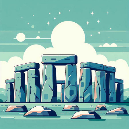 Stonehenge, England, United Kingdom, Europe. Vector illustrationのイラスト素材