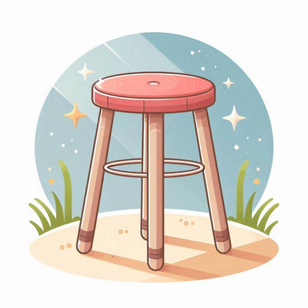 Illustration of a stool on the beach. Vector illustration in cartoon style.のイラスト素材